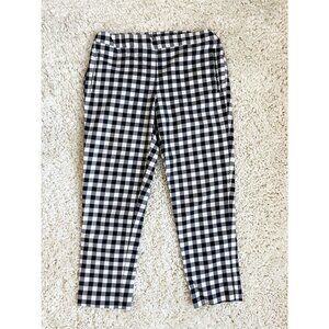 Joe Fresh Black & White Gingham Pull-On Ankle Pants S Stretch Waist
